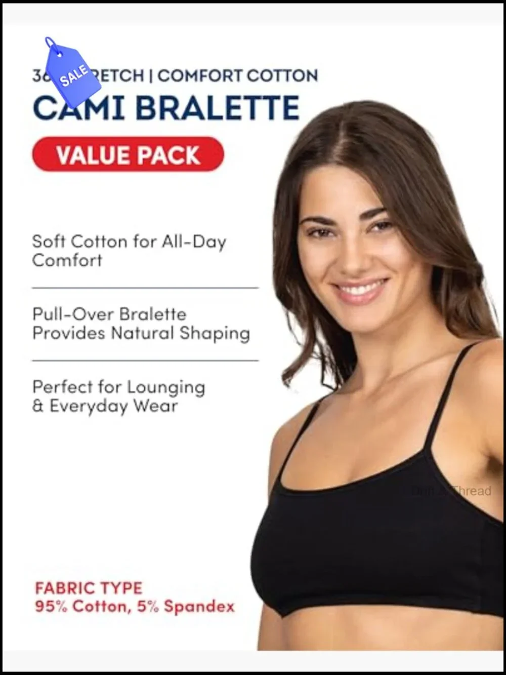Cotton Spaghetti Strap Sports Bra 4-Pack Full Coverage Wirefree Pullover